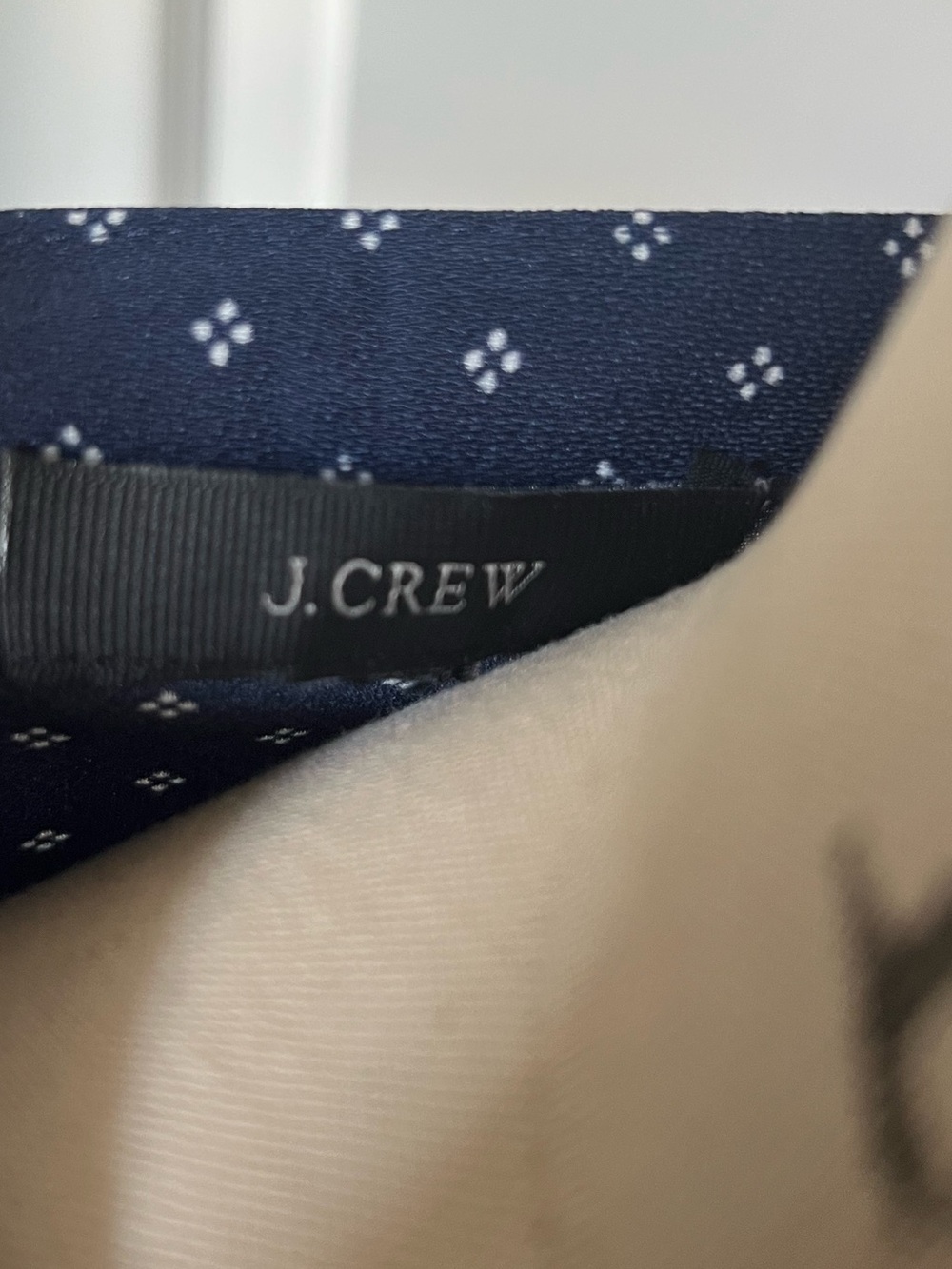 J. Crew Navy Printed Wrap Top with Waist Tie - Picture 4 of 4